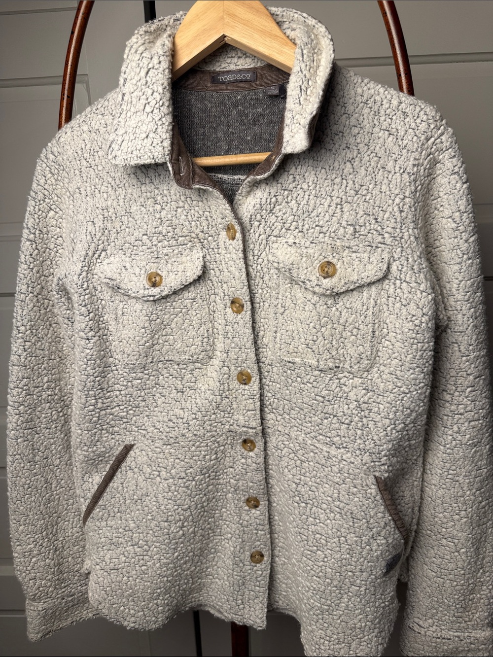 Toad and co Sherpa Wool Blend Shirt Jacket Gray/cream Telluride Size Small